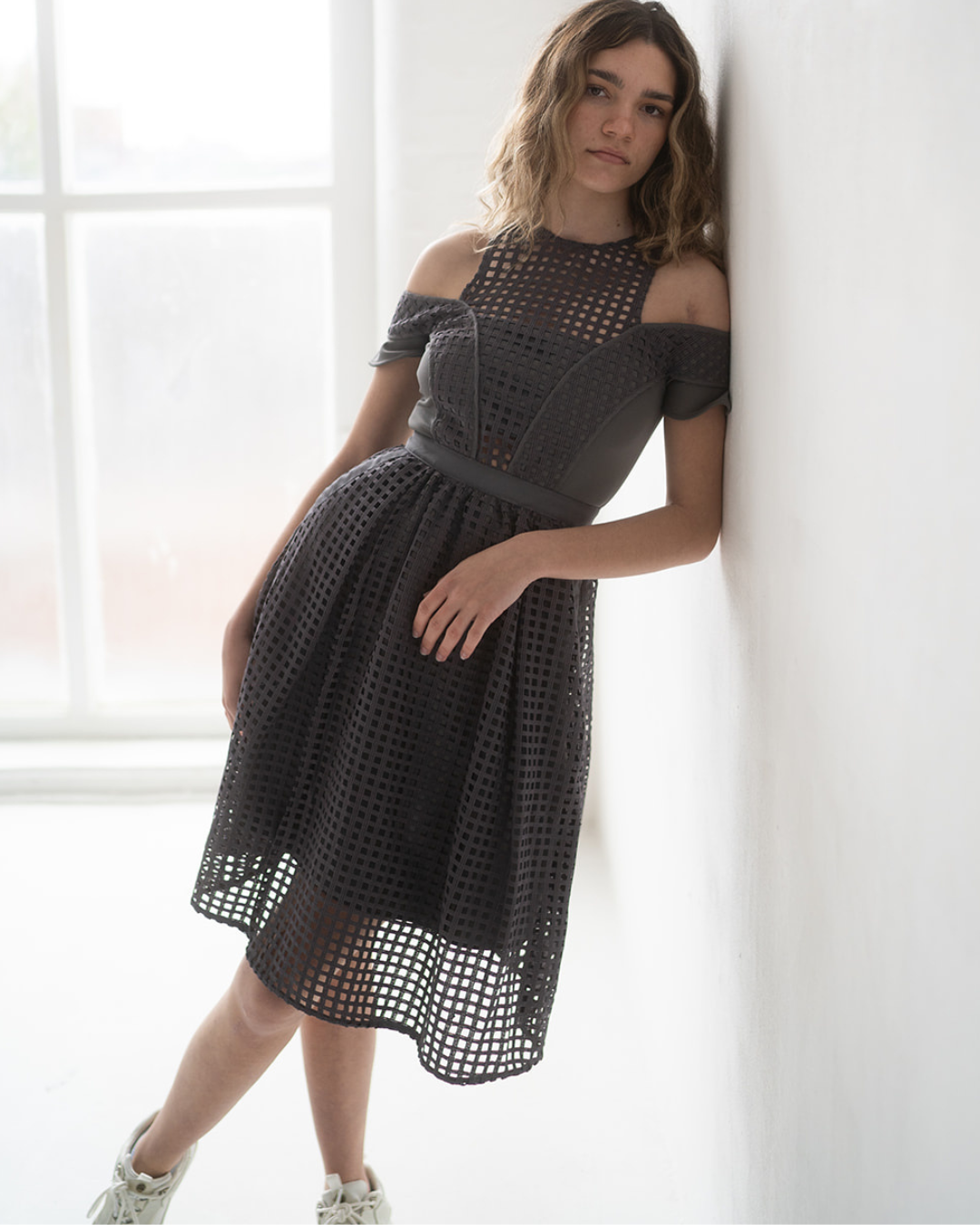 Self Portrait grey midi dress