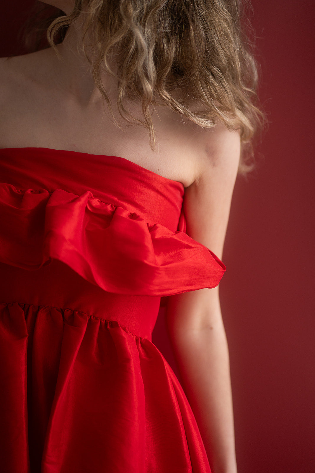 KIKA VARGAS Lynn strapless ruffled taffeta midi dress