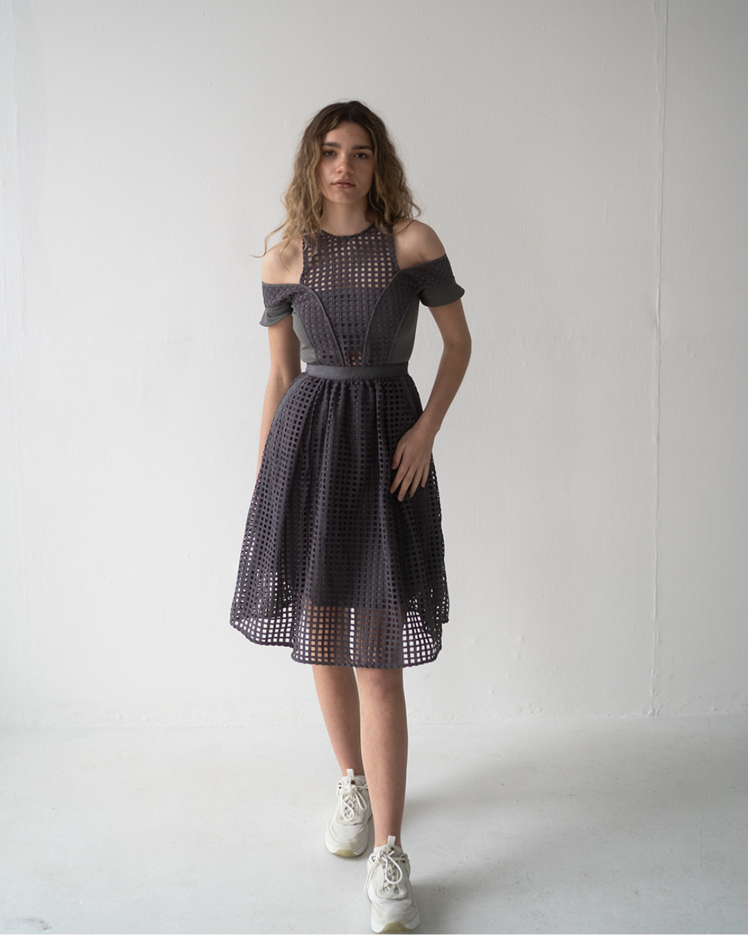 Self Portrait grey midi dress