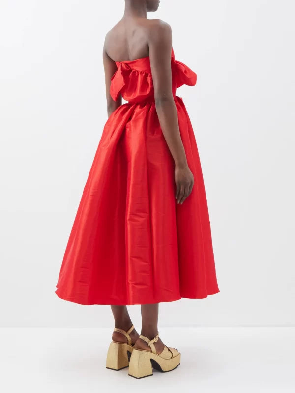 KIKA VARGAS Lynn strapless ruffled taffeta midi dress