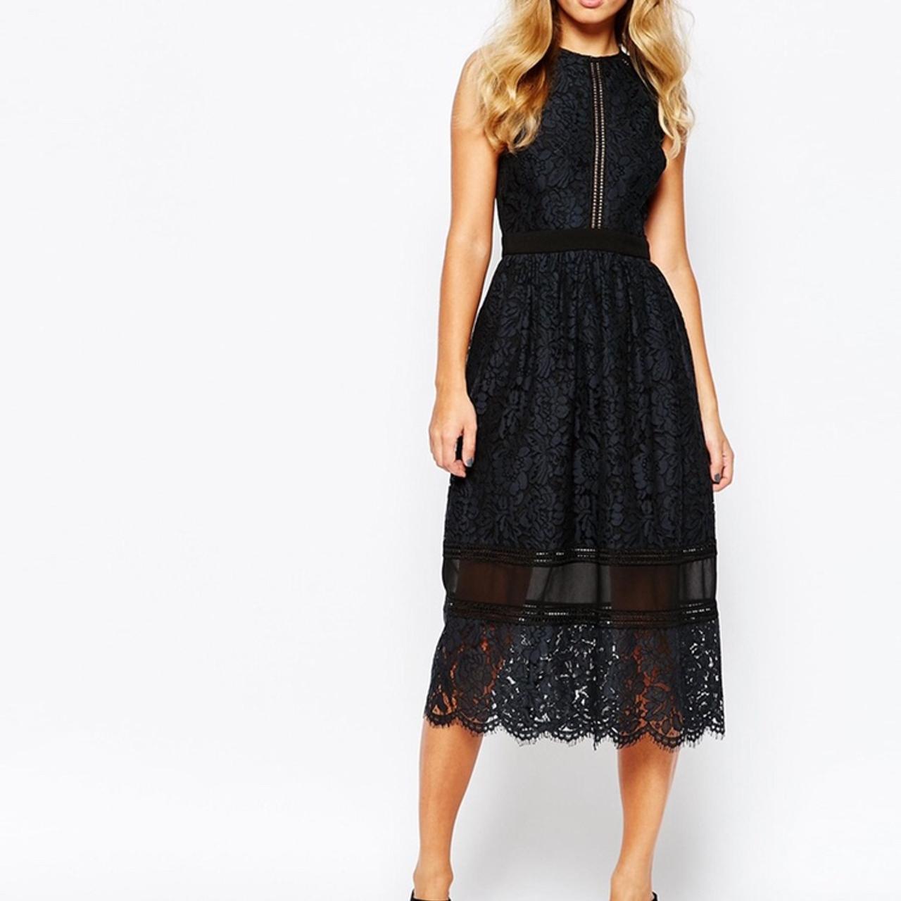 WHISTLES Amelia Navy Lace dress