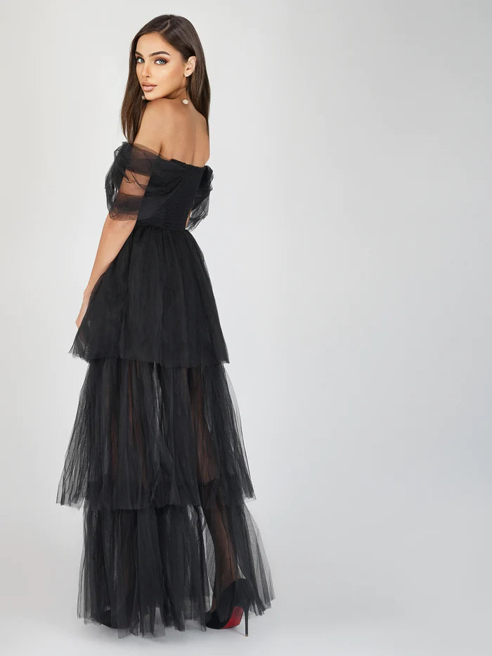 LACE & BEADS Black Sydney Tulle Dress