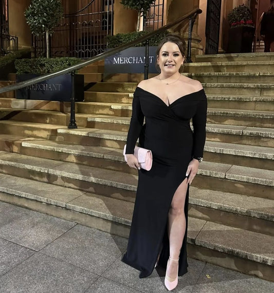 CLUB L off shoulder black gown