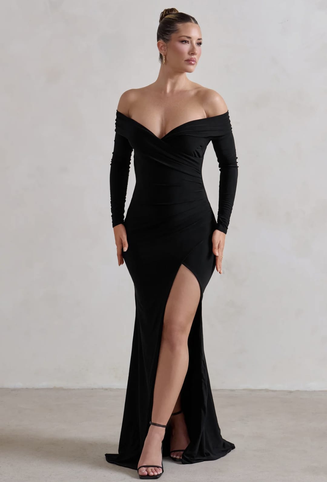 CLUB L off shoulder black gown