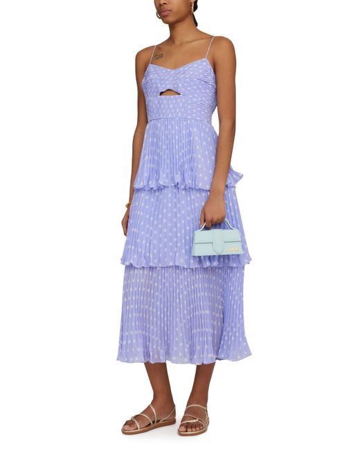 SELF PORTRAIT Polka dot-print pleated midi dress