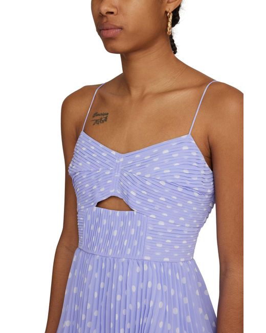 SELF PORTRAIT Polka dot-print pleated midi dress